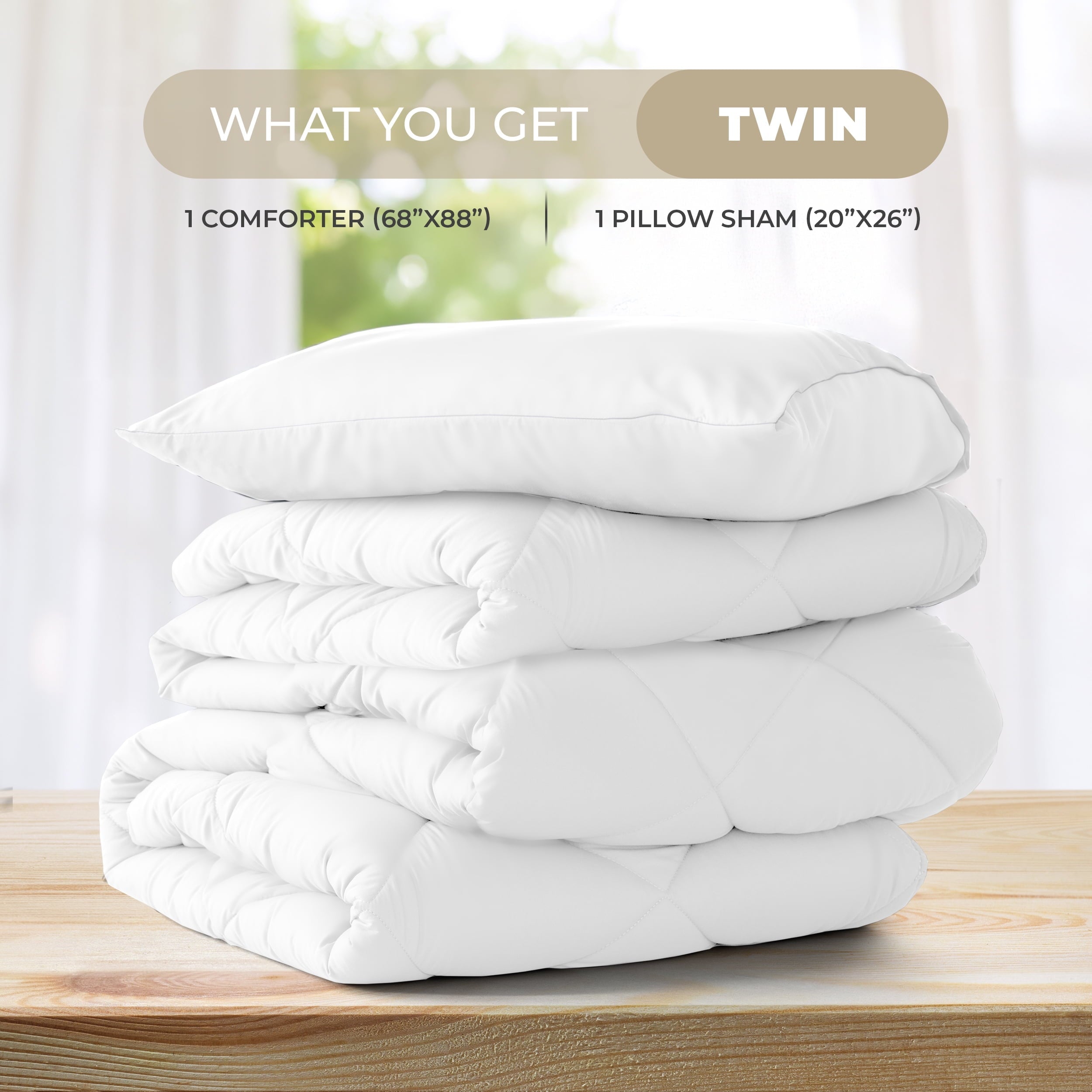 Hypoallergenic Cloud Lux Decor All-Season Comforter Sets Twin Size 2 PC, Reversible Bedding Set with Diamond Quilted Design Comforter and ... - Hypoallergenic Ultra-Fluffy Quilt for Winter Detail