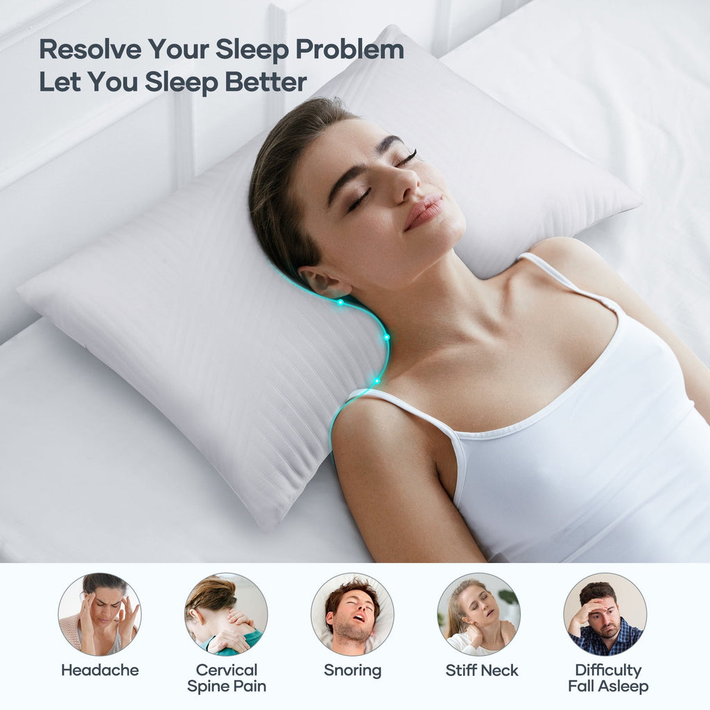 Orthopedic Support Shredded Memory Foam Pillow 2 Pack Pillow for Bed, Side, Back and Stomach Sleepers, CertiPUR-US Certified 28"x20" - Ergonomic Memory Foam Pillow for Neck Pain Support Detail