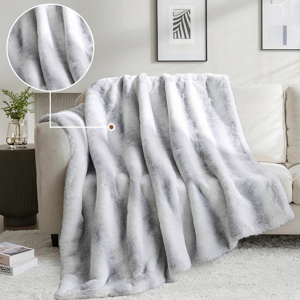 Super Soft Flannel Luxury Faux Fur Throw Blanket for Bed Super Thick Warm Fuzzy Blankets for Bedroom Living Room, 60" x 80", White - Cozy Fleece Throw Blanket for Couch & Bed Detail