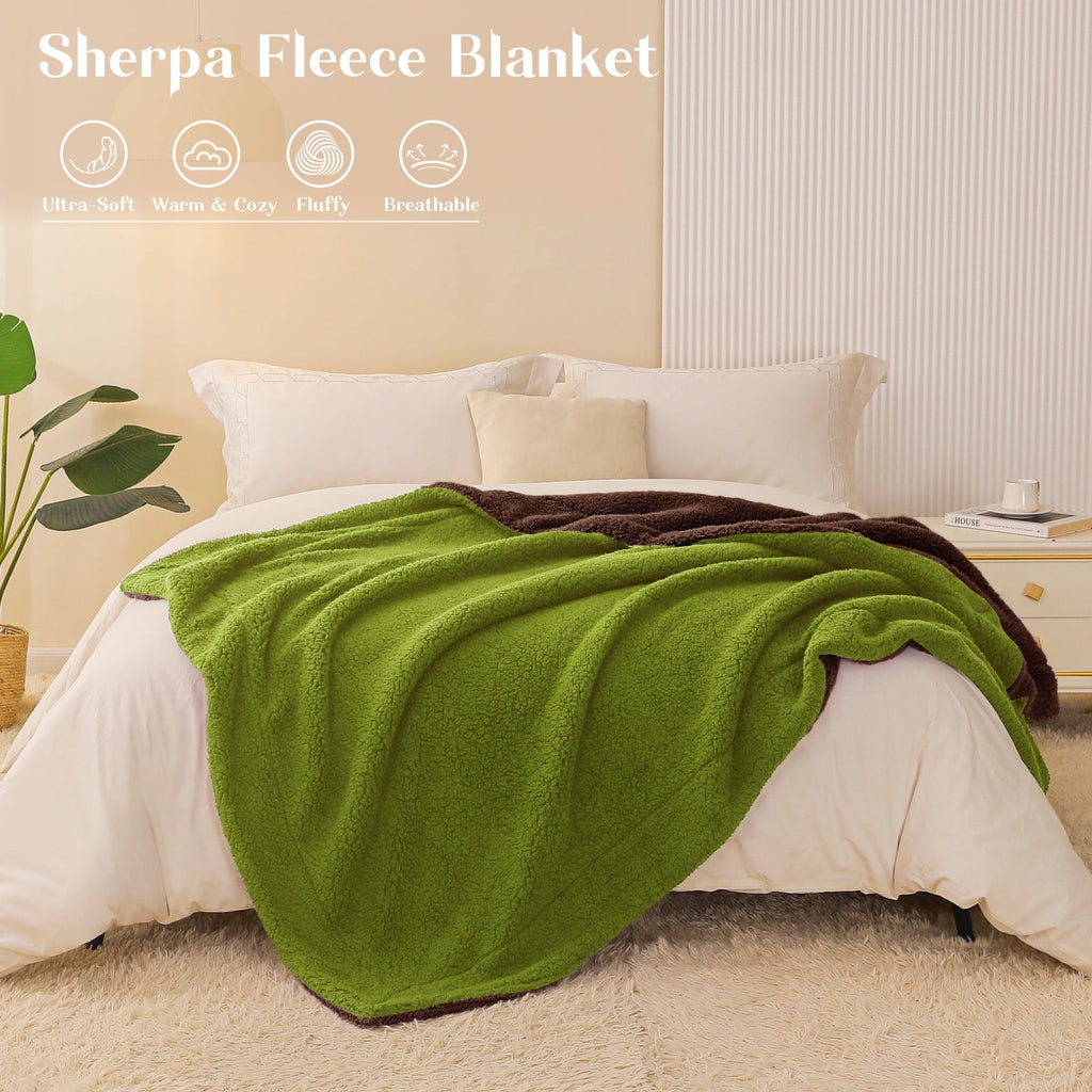 Super Soft Flannel Reversible Sherpa Fleece Throw Blanket for Couch, Soft Plush Blanket for Bed Sofa, Warm Fluffy Blankets for All Seaso... - Lightweight Plush Warm Blanket for All Seasons Detail