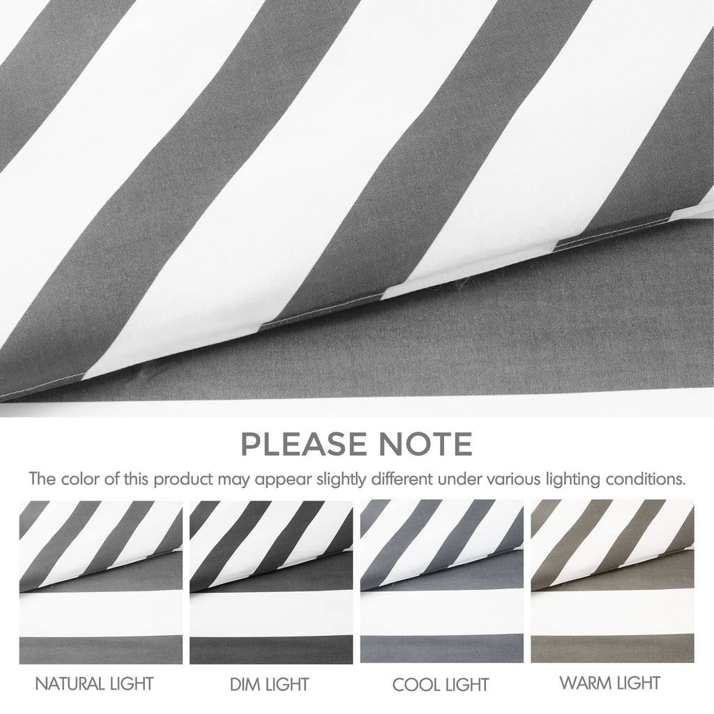 Heavyweight Warmth Full/Queen Size Comforter Sets, 3-Piece Bedding Set Full/Queen, Reversible Striped Comforter Bed Set, Charcoal - Luxurious Quilted Duvet Cover Set Detail