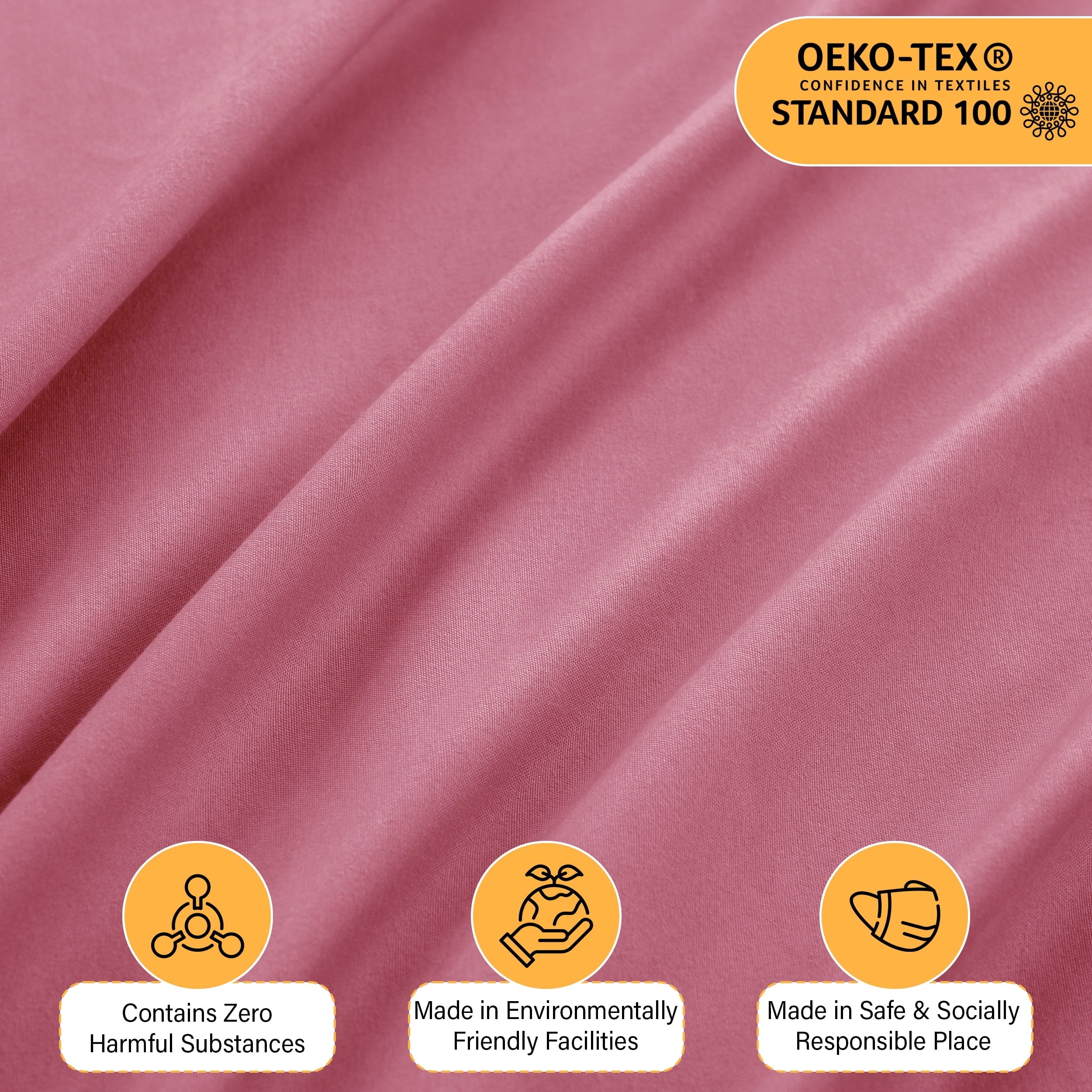 Cooling Sateen Size Sheet Set, 4-Piece Plain Soft Microfiber – Deep Pocket Bed Sheets, Includes 1 Fitted Sheet, 1 Flat Sheet, 2 Pill... - Luxury Bed Sheet Set with Deep Pockets Detail