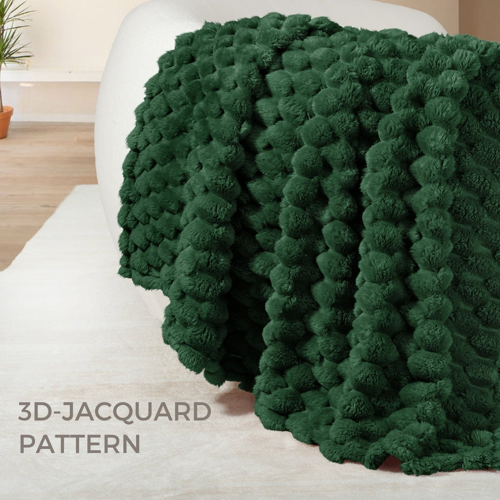Cozy Fleece 50"x60" Throw Blanket for Couch with Expanded 3D-Jacquard Pattern, Fuzzy Soft Cozy Exquisite Blankets or All Season, ... - Luxury Knitted Decorative Throw Blanket with Fringes Detail