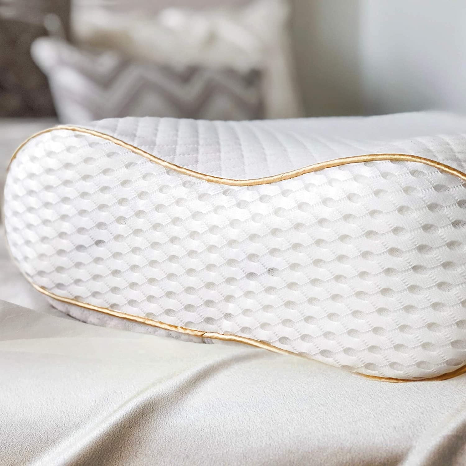 Hotel Collection Queen Memory Foam Pillow + Extra Pillowcase, Bed Pillow for Neck & Shoulders for Adult - Hotel Quality Plush Sleeping Pillows Detail
