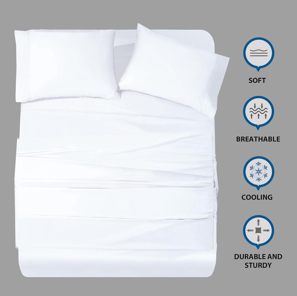 Ultra-Soft Bed Sheets Set 4 Pieces, 600 TC 100% Egyptian Cotton Bed Sheets, Breathable, Soft & Silky Sateen Weave Fits Mattress ... - Cooling Hotel Quality Bedding Sheets and Pillowcases Detail