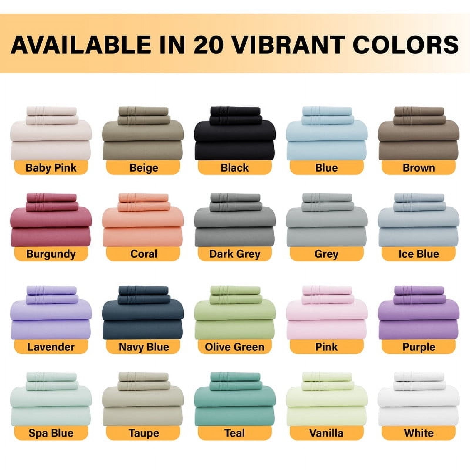 Cooling Sateen Size Sheet Set, 4-Piece Plain Soft Microfiber – Deep Pocket Bed Sheets, Includes 1 Fitted Sheet, 1 Flat Sheet, 2 Pill... - Luxury Bed Sheet Set with Deep Pockets Detail