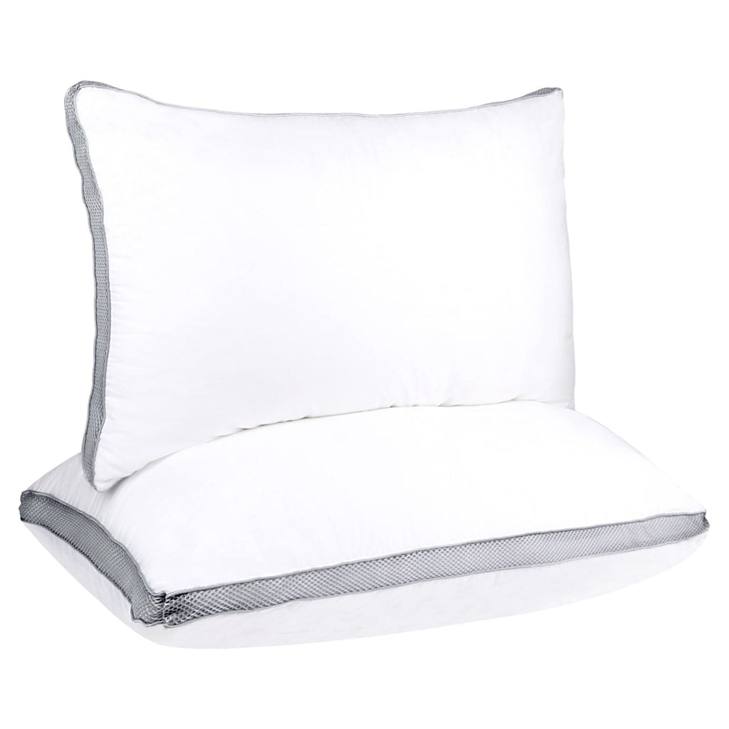 Hotel Collection 2 Pack Cotton Down Alternative Pillows,Queen Size Bed Pillows Gusseted Hypoallergenic - Decorative Throw Pillow Cushion for Sofa & Bed Detail