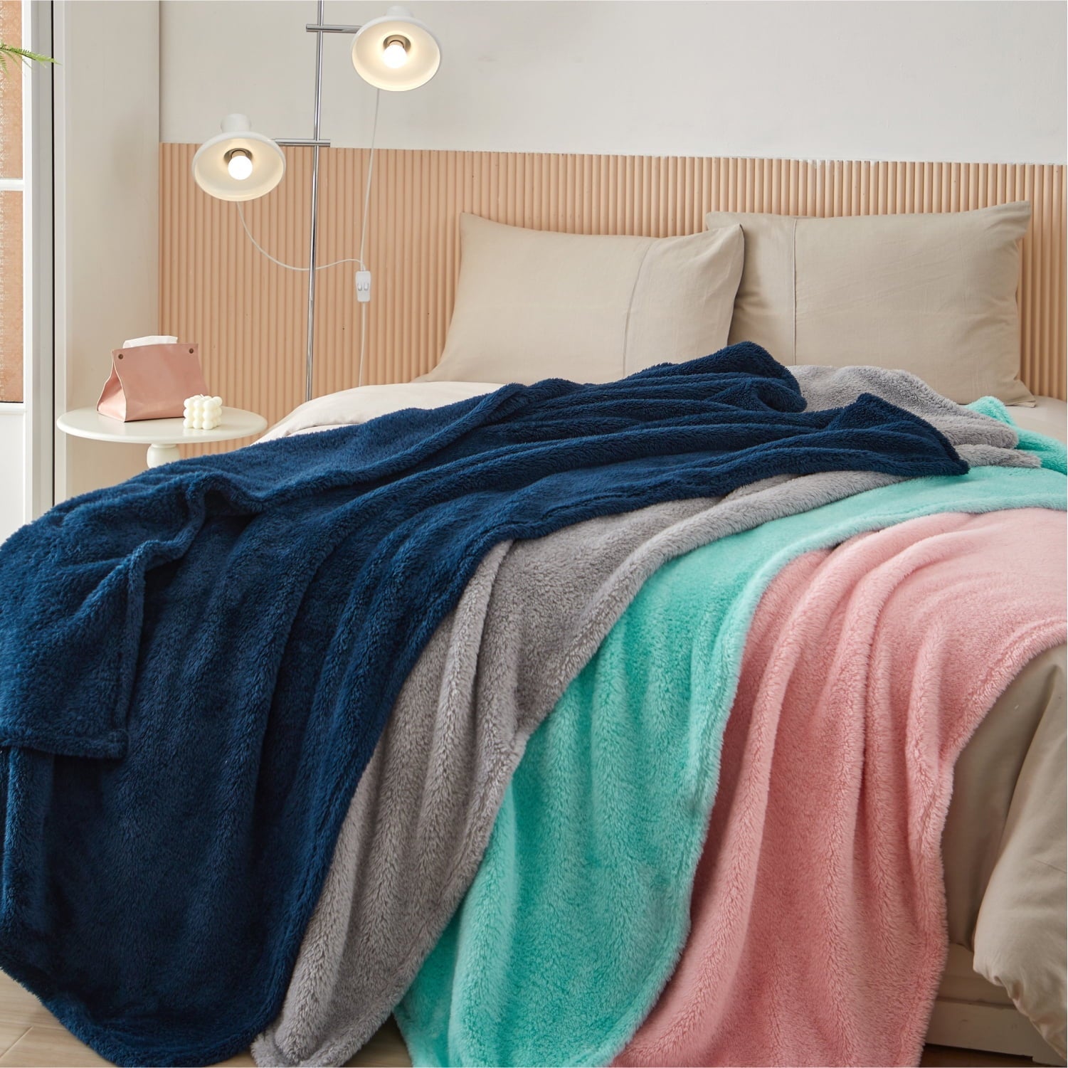 Decorative Knitted Soft, Navy Blue, Oversized, Fuzzy, Throw Blanket for Kids, 72 x 50 inches - Luxury Knitted Decorative Throw Blanket with Fringes Detail