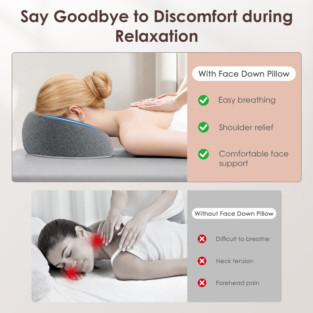 Hotel Collection Face Down Pillow Massage Headrest for Bed, Memory Foam Pillow Face Cradle Support for Stomach Sleepers, Eye Post-Surg... - Ergonomic Memory Foam Pillow for Neck Pain Support Detail