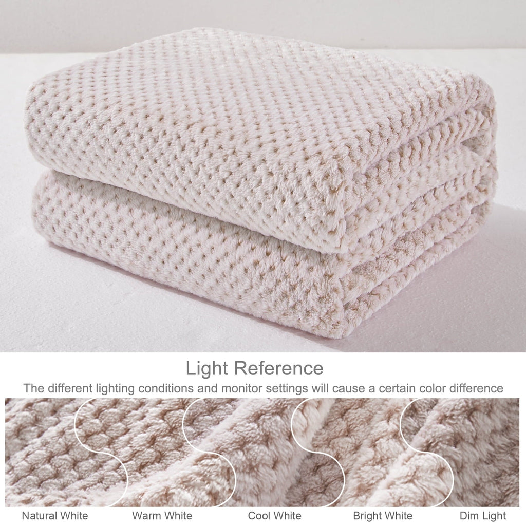 Cozy Fleece Waffle Textured Mixed Camel Fleece Blanket, Super Soft and Warm 50"x70" Throw Blanket for Couch, Cozy, Fuzzy and Ligh... - Cozy Fleece Throw Blanket for Couch & Bed Detail
