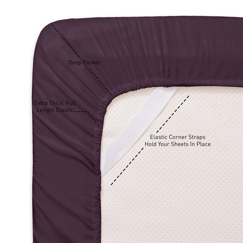 Breathable Luxury 1800 Series Bed Sheets - Extra Soft Microfiber Deep Pocket Sheet Set - Purple, Full - Breathable Egyptian Cotton Flat & Fitted Sheets Detail