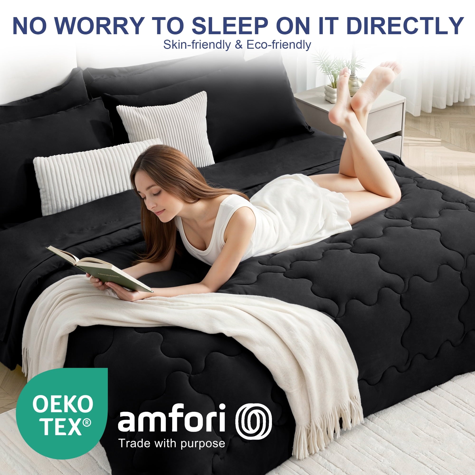 Luxurious Quilted 7 Pieces Comforter Set Full，Bed in A bag，All Seasons Bedding sets with Comforter,Fitted Sheet,Flat Sheet,Pillowcases ... - All-Season Down Alternative Comforter Insert Detail