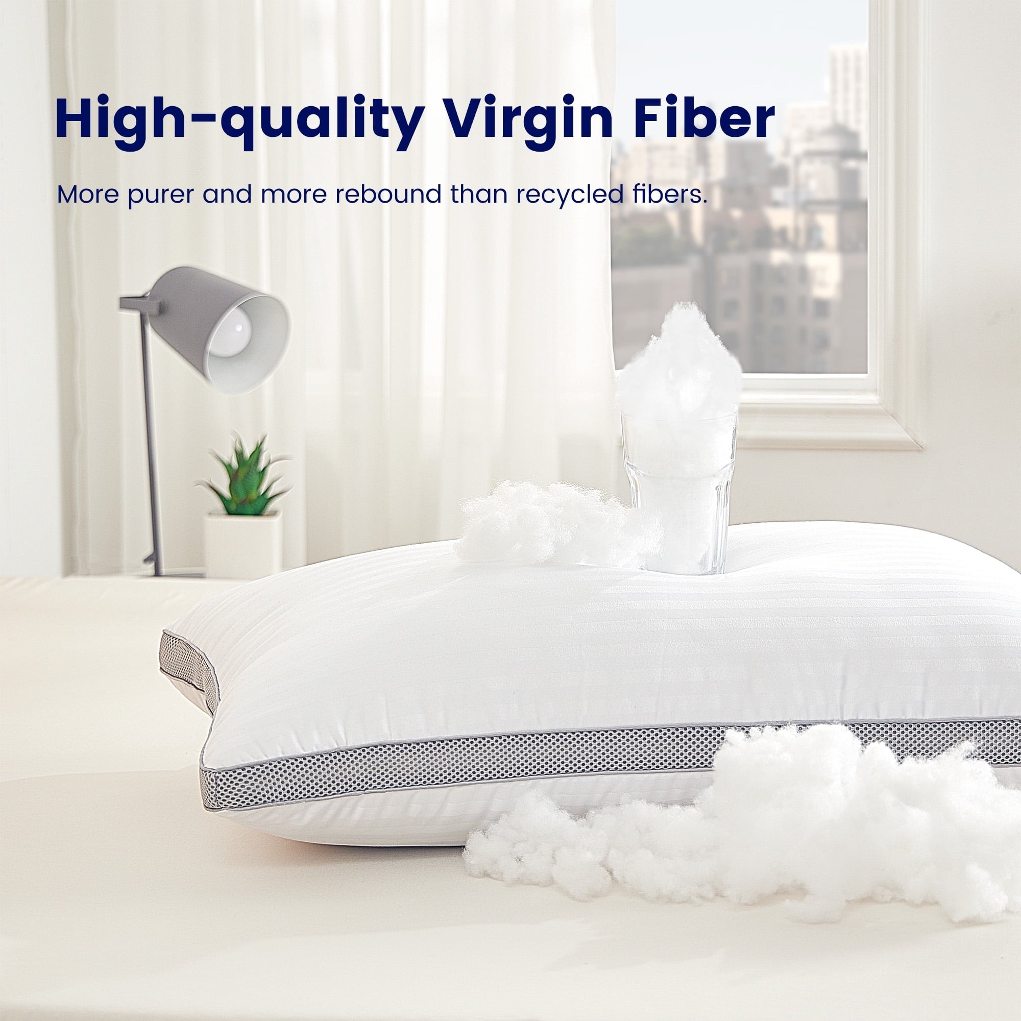 Ergonomic Memory Foam Bed Pillows for Sleeping, Queen Size Set of 2, Sandwich Mesh with Breathable Sides, Premium Medium pillows for Back, ... - Orthopedic Shredded Foam Bed Pillow Set Detail
