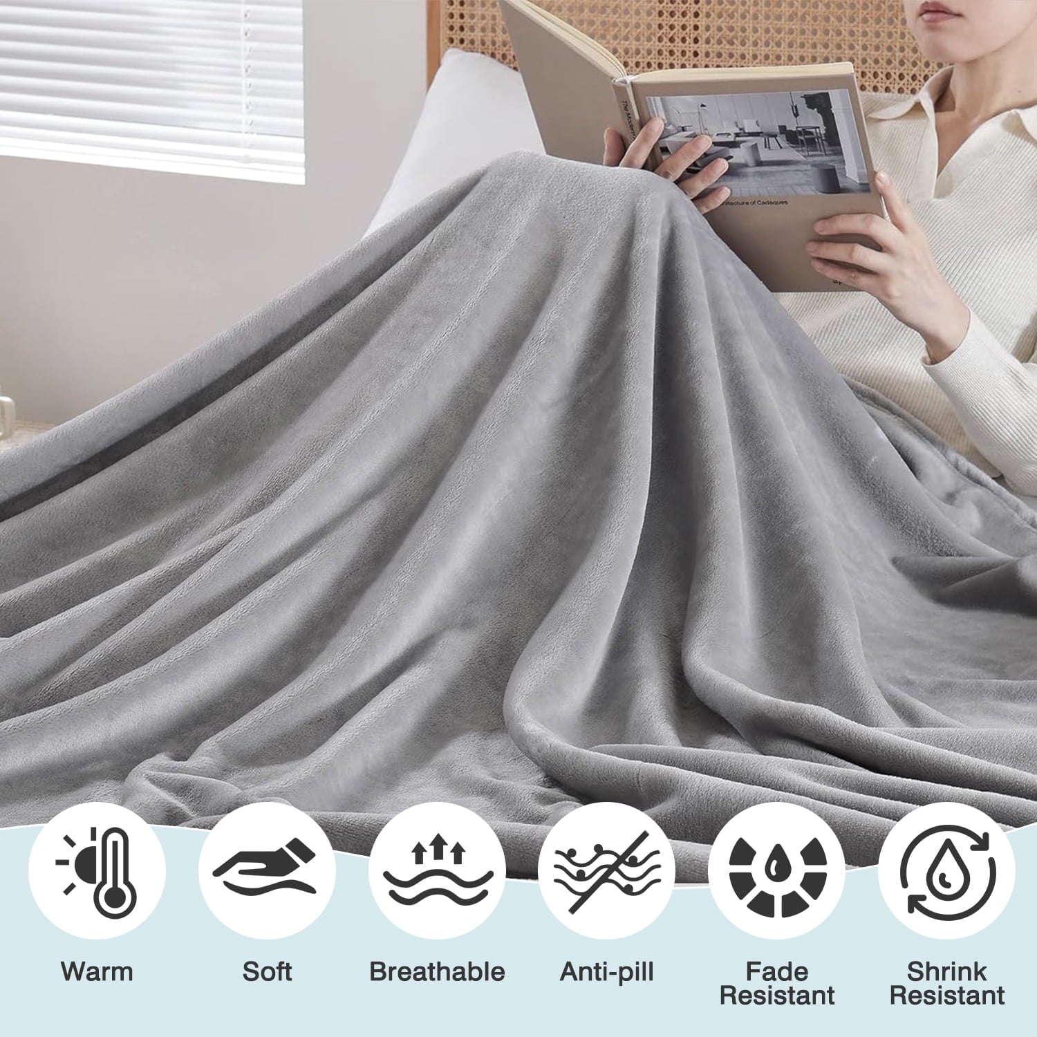 Super Soft Flannel Twin Size Blanket for Bed, 60x80inch Super Cozy Soft Bed Blanket for Sleep Snap, Lightweight Reversible Blankets and ... - Luxury Knitted Decorative Throw Blanket with Fringes Detail