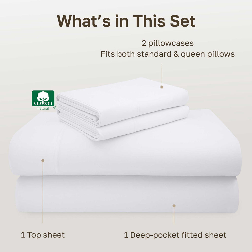 Premium Egyptian Cotton 100% Cotton Queen Sheets Set - 600 Thread Count 100% Cotton Sheets Queen, Sateen Deep Pocket Adult/Teen 4 Piece Bed Sh - Premium Ultra-Soft Pillowcase Pair for Sleeping Detail