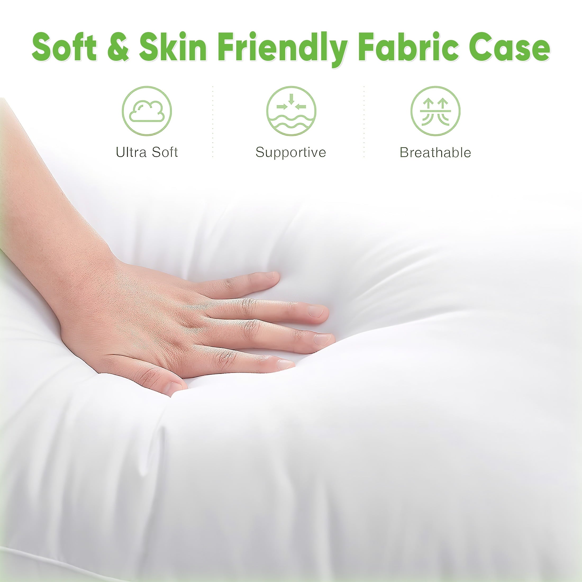 Orthopedic Support Goose Feather Down Pillows for Sleeping,Luxury Hotel Collection Queen Size Soft Bed Pillow,1 Pack,Queen (20.2" x 28.2") - Decorative Throw Pillow Cushion for Sofa & Bed Detail