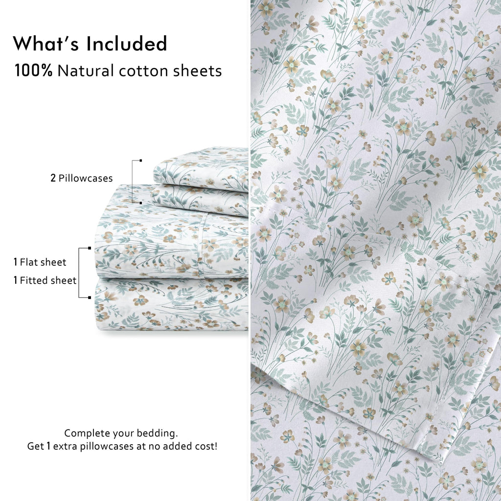 Ultra-Soft 6 Pcs Cotton Sheets - 100% Natural Cotton Soft, Lightweight & Breathable Crispy Percale Bed Sheets, King Size Sheets ... - Cooling Hotel Quality Bedding Sheets and Pillowcases Detail
