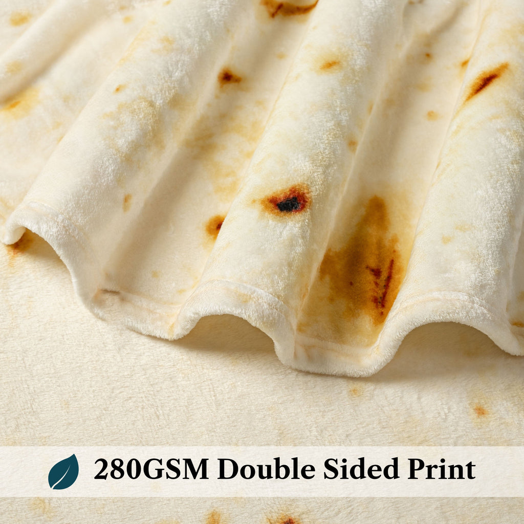 Super Soft Flannel Burrito Tortilla Blanket, Double Sided Taco Flour Wrap Novelty Throw for Adult Kid Teen, Realistic Food Blanket, Funn... - Lightweight Plush Warm Blanket for All Seasons Detail