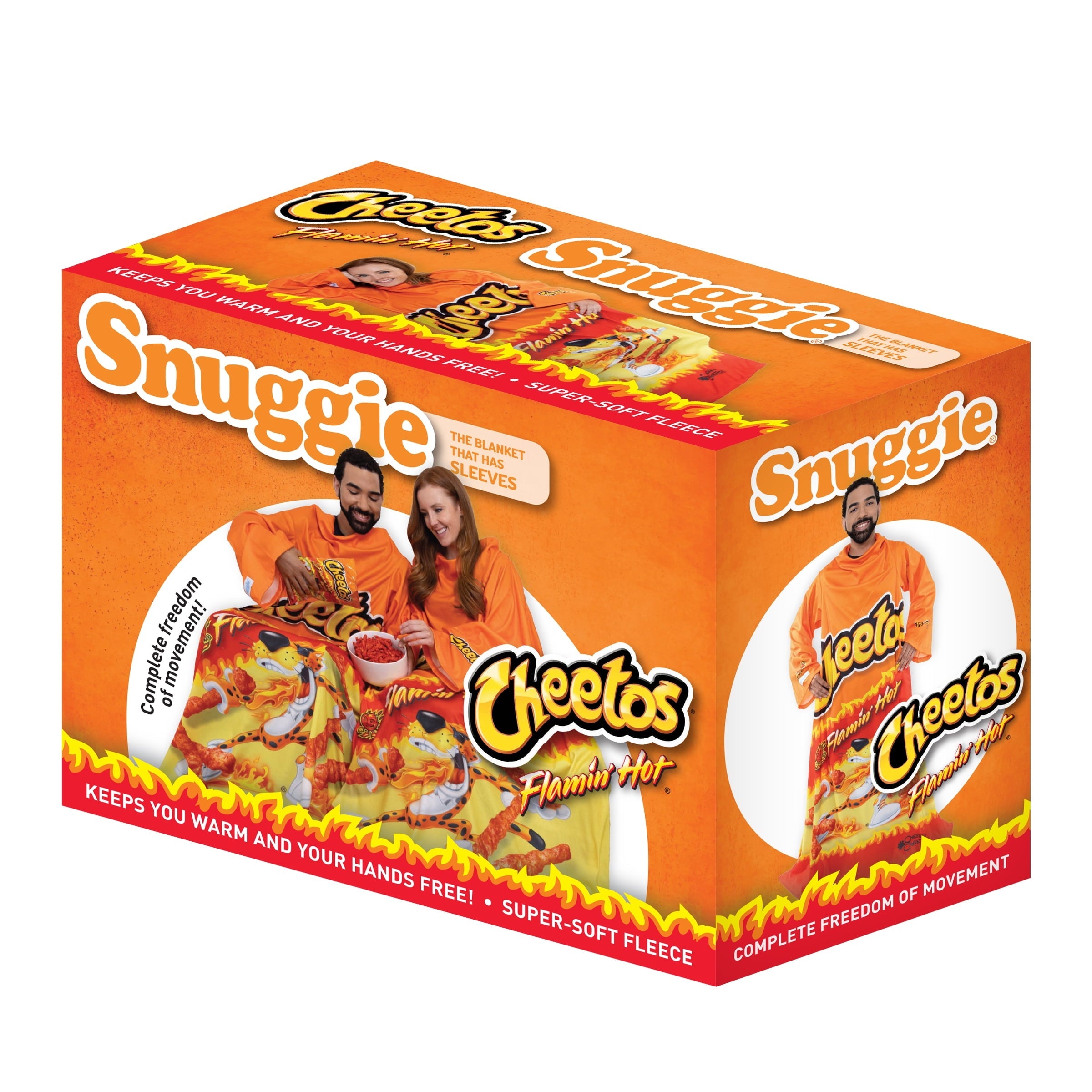 Reversible Sherpa Cheetos Flaming Hot Wearable Blanket - Lightweight Plush Warm Blanket for All Seasons Detail