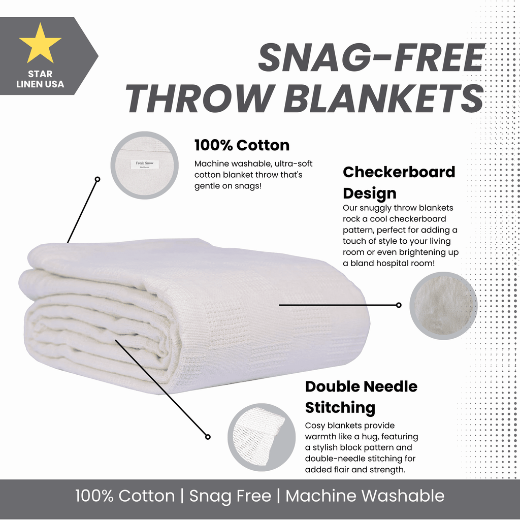 Lightweight Warm Hospital Thermal Blanket Throw Snag Free | 100% Cotton | Twin 66"x90" | White (1) - Lightweight Plush Warm Blanket for All Seasons Detail