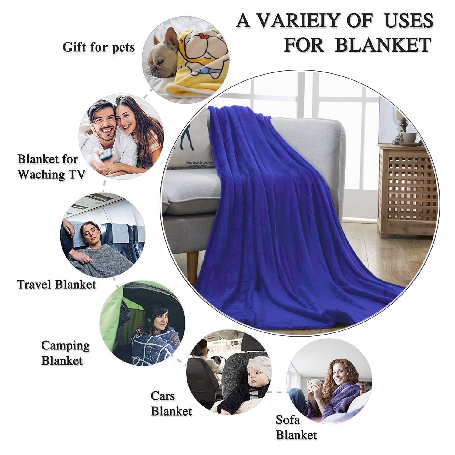 Lightweight Warm Large Navy Fleece Throw Blankets, Throw Size Soft Fuzzy Blanket for Women Men and s, All Season Lightweight Microfibe... - Lightweight Plush Warm Blanket for All Seasons Detail