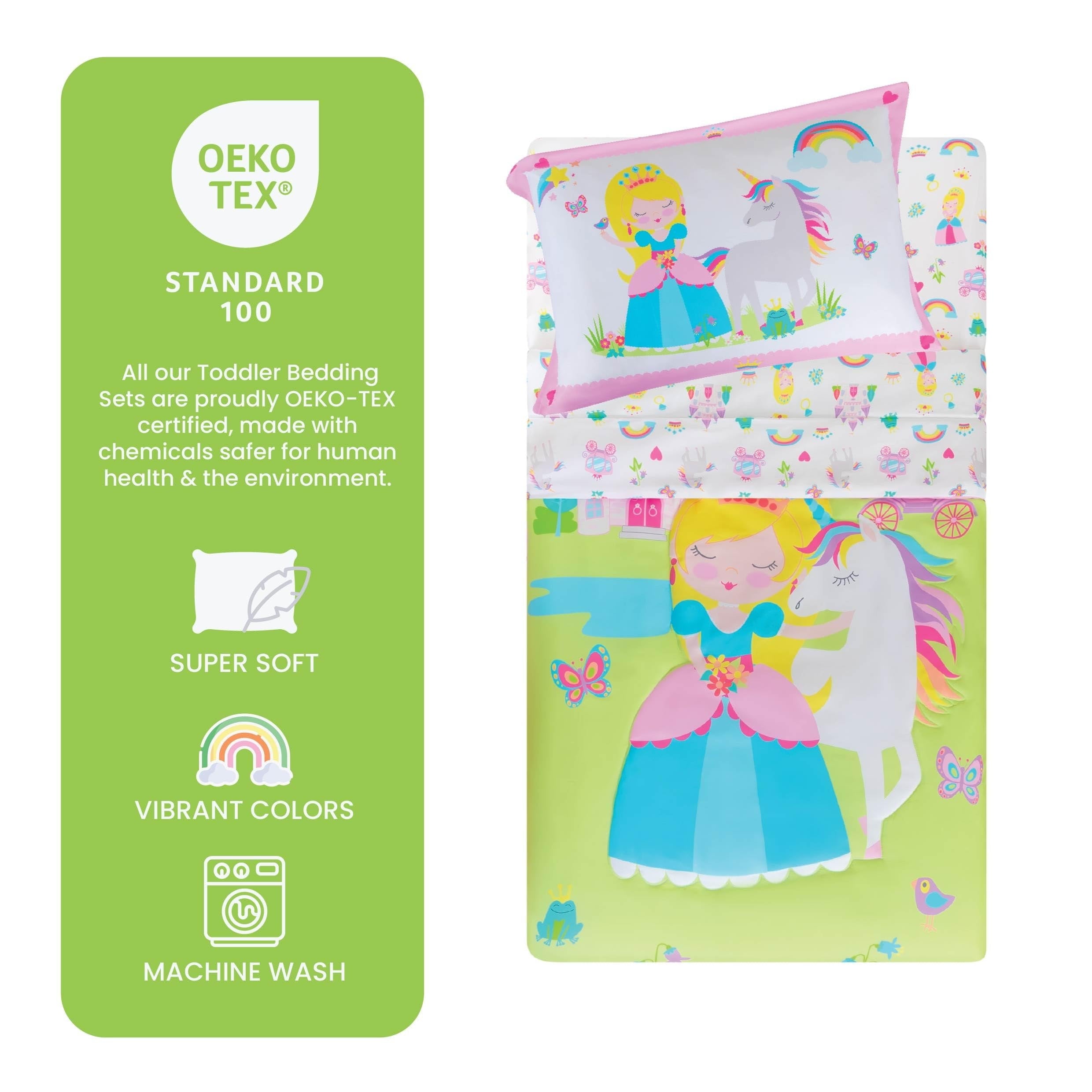 Luxurious Quilted Princess Toddler Bedding Set for Girls - 4-Piece Toddler Bed Comforter Sets for Girls, Reversible Comforter & Pillowc... - Hypoallergenic Ultra-Fluffy Quilt for Winter Detail