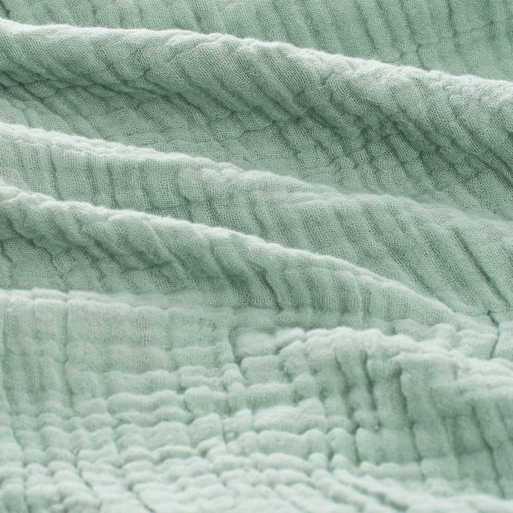 Decorative Knitted 100% Cotton Muslin Throw Blanket Gauze Blankets for Adults Soft Throws for Bed and Couch, 50" x 70" Sage Green - Cozy Fleece Throw Blanket for Couch & Bed Detail