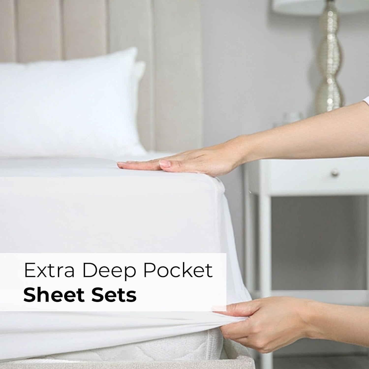 Wrinkle-Resistant 6-Piece Extra Deep Pocket Sheet Set With Extra Matching Pillowcases - King Size Bed Sheets Fits 18"-24" Ma... - Premium Ultra-Soft Pillowcase Pair for Sleeping Detail