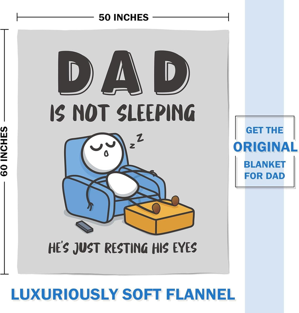 Reversible Sherpa Funny Fathers Day Dad Gifts , Dads Birthday Gifts, Dad is Not Sleeping Blanket, Super Soft Throws Blanket for Napping - Cozy Fleece Throw Blanket for Couch & Bed Detail
