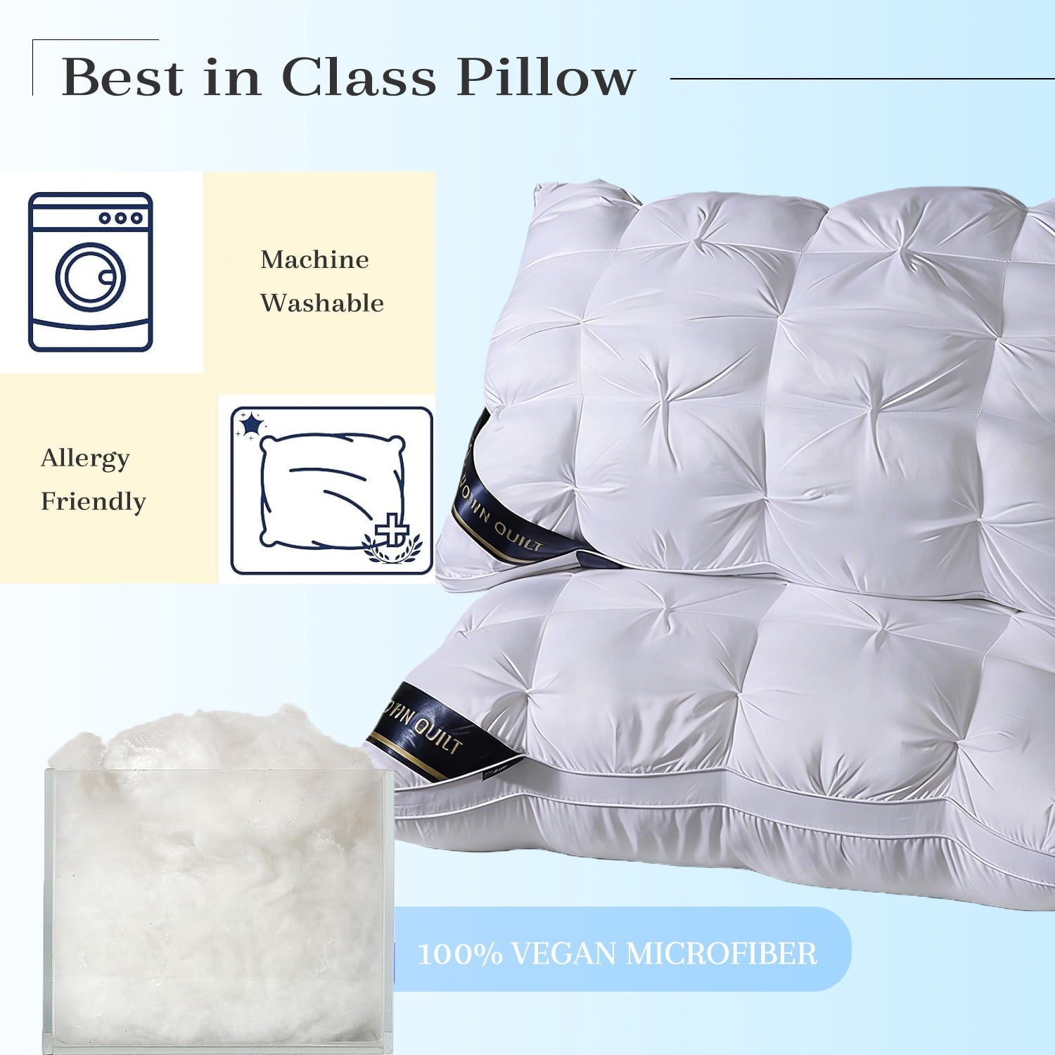 Ergonomic Memory Foam 2-Pack White Twisted Bed Pillows (20" x 16.5") - Soft Plush Down Alternative, Breathable and Hypoallergenic, Standard... - Orthopedic Shredded Foam Bed Pillow Set Detail