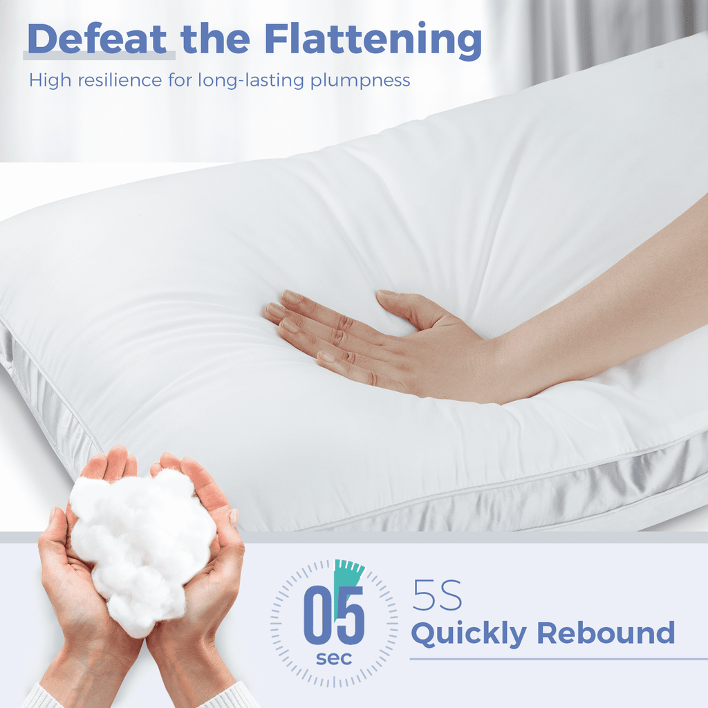 Decorative Plump Bed Pillows King Size Set of 2, Luxury Hotel Quality,Fluffy and Supportive Gusseted Bed Pillows for Side, Back, or St... - Orthopedic Shredded Foam Bed Pillow Set Detail