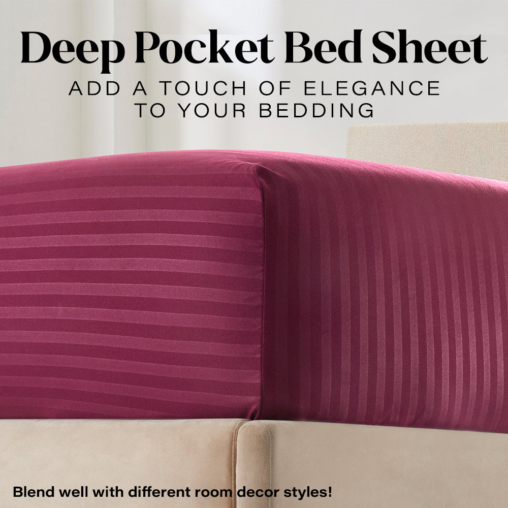 Ultra-Soft Bedding Set with Flat Sheet, Fitted Bed Sheet & Pillowcases, Full Burgundy - Luxury Bed Sheet Set with Deep Pockets Detail