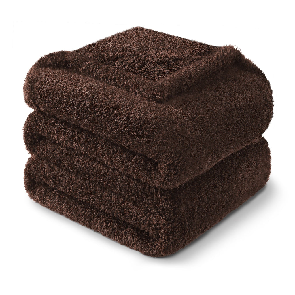 Reversible Sherpa Fuzzy Fleece Throw Blanket for Couch Sofa, Lightweight Fluffy Solid Velvet Blanket, 50x60 Inches, Coffee - Cozy Fleece Throw Blanket for Couch & Bed Detail