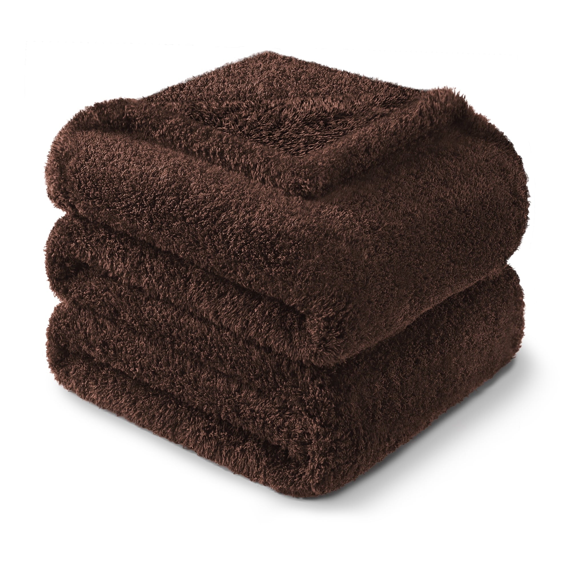 Reversible Sherpa Fuzzy Fleece Throw Blanket for Couch Sofa, Lightweight Fluffy Solid Velvet Blanket, 50x60 Inches, Coffee - Cozy Fleece Throw Blanket for Couch & Bed Detail