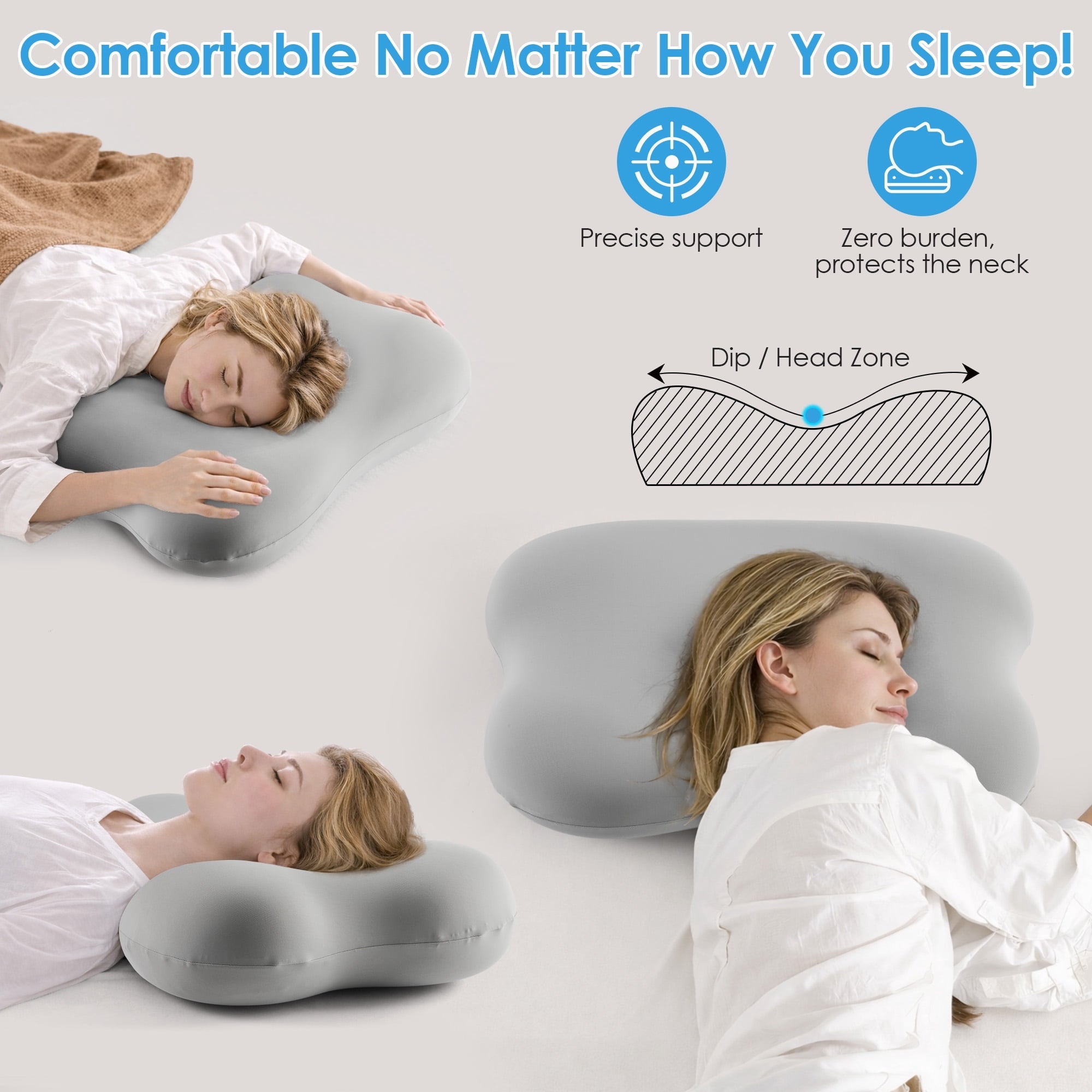 Orthopedic Support Cervical Pillow Orthopedic Cervical Pillow for Neck Pain Relief, Memory Foam Bed Pillow with Pillowcase, Contour Bed ... - Ergonomic Memory Foam Pillow for Neck Pain Support Detail