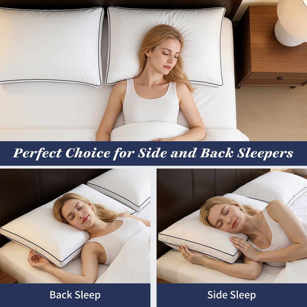 Decorative Plump for Queen Size 2 Pack, Duck Feather and Shredded Memory Foam Soft Luxury Hotel Collection - Hotel Quality Plush Sleeping Pillows Detail