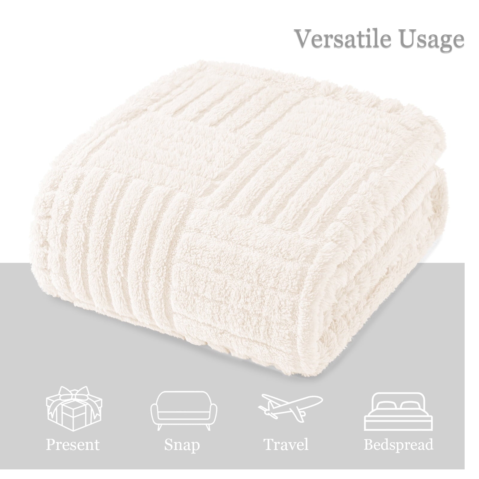 Cozy Fleece Fluffy Fleece Throw Blanket 50"x60" for Couch, Bed, Sofa, Fuzzy Soft Cozy Throw with Decorative Jacquard Pattern for ... - Super Soft Reversible Sherpa Flannel Blanket Detail