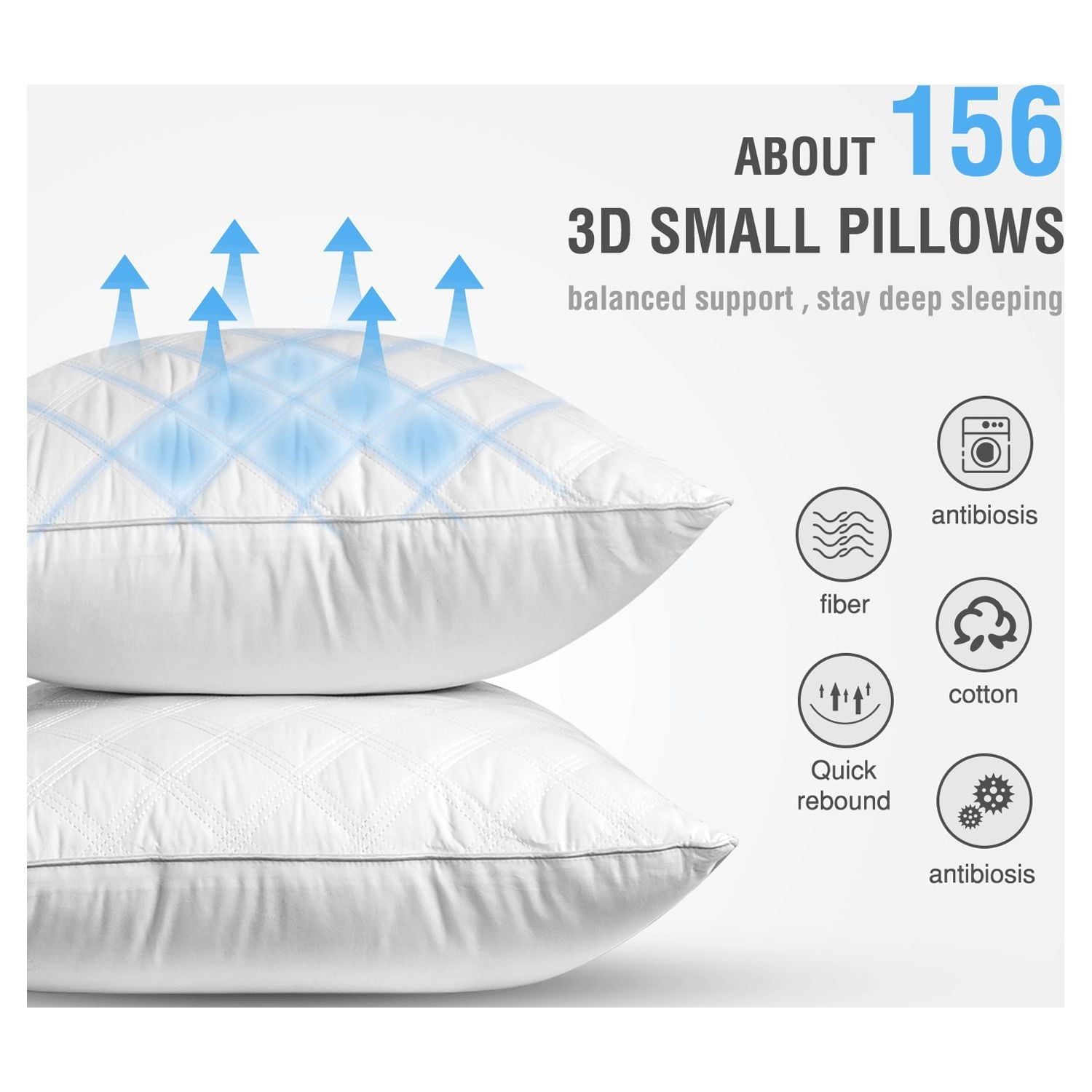 Hotel Collection Bed Pillows Queen Size Set of 2 Pillows for Bed 2 Pack Cooling Hotel Collection Down Alternative Pillows 20 x 30 inches - Ergonomic Memory Foam Pillow for Neck Pain Support Detail