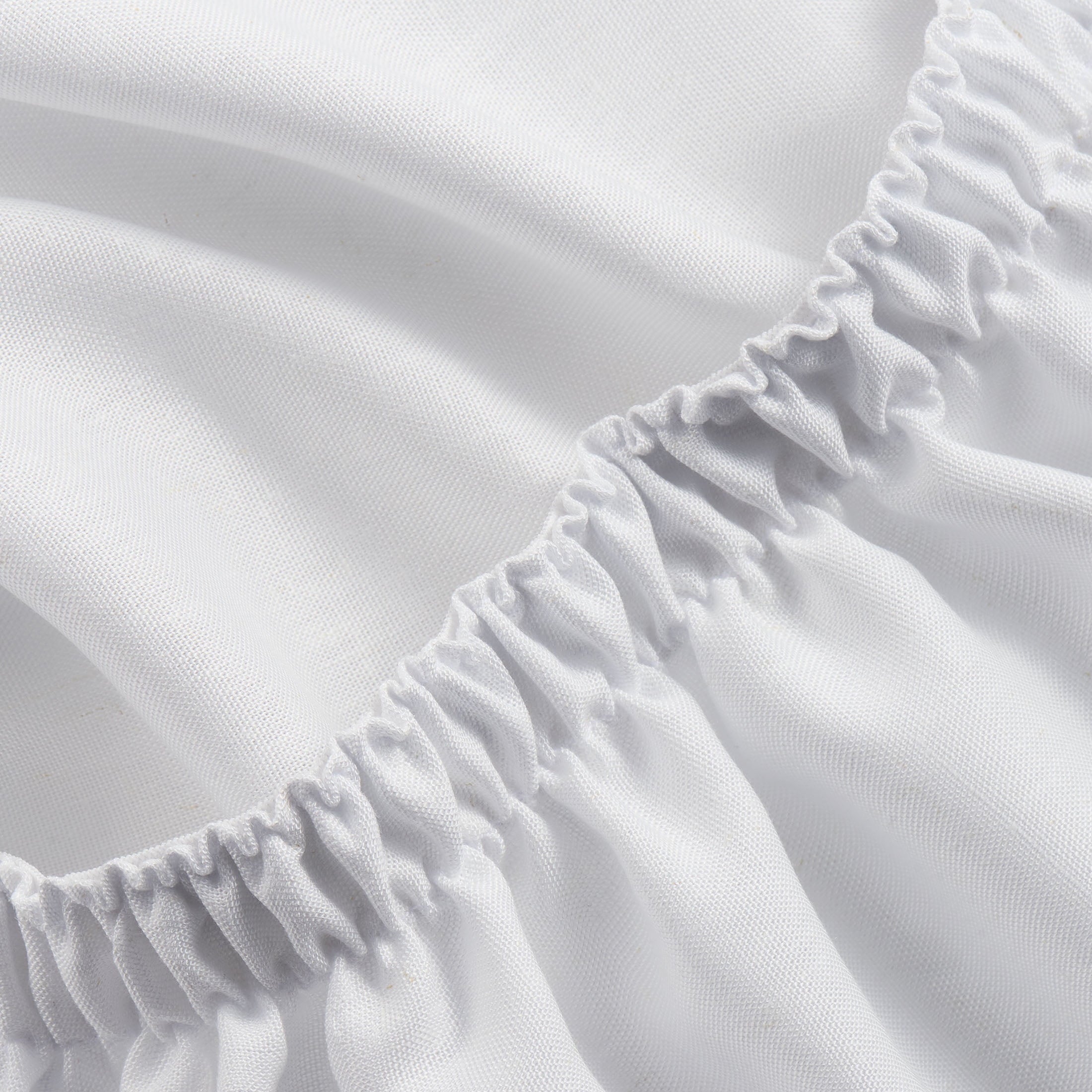 Ultra-Soft 4-Piece White Lyocell & Linen Blend Percale Bed Sheet Set, Queen - Luxury Bed Sheet Set with Deep Pockets Detail