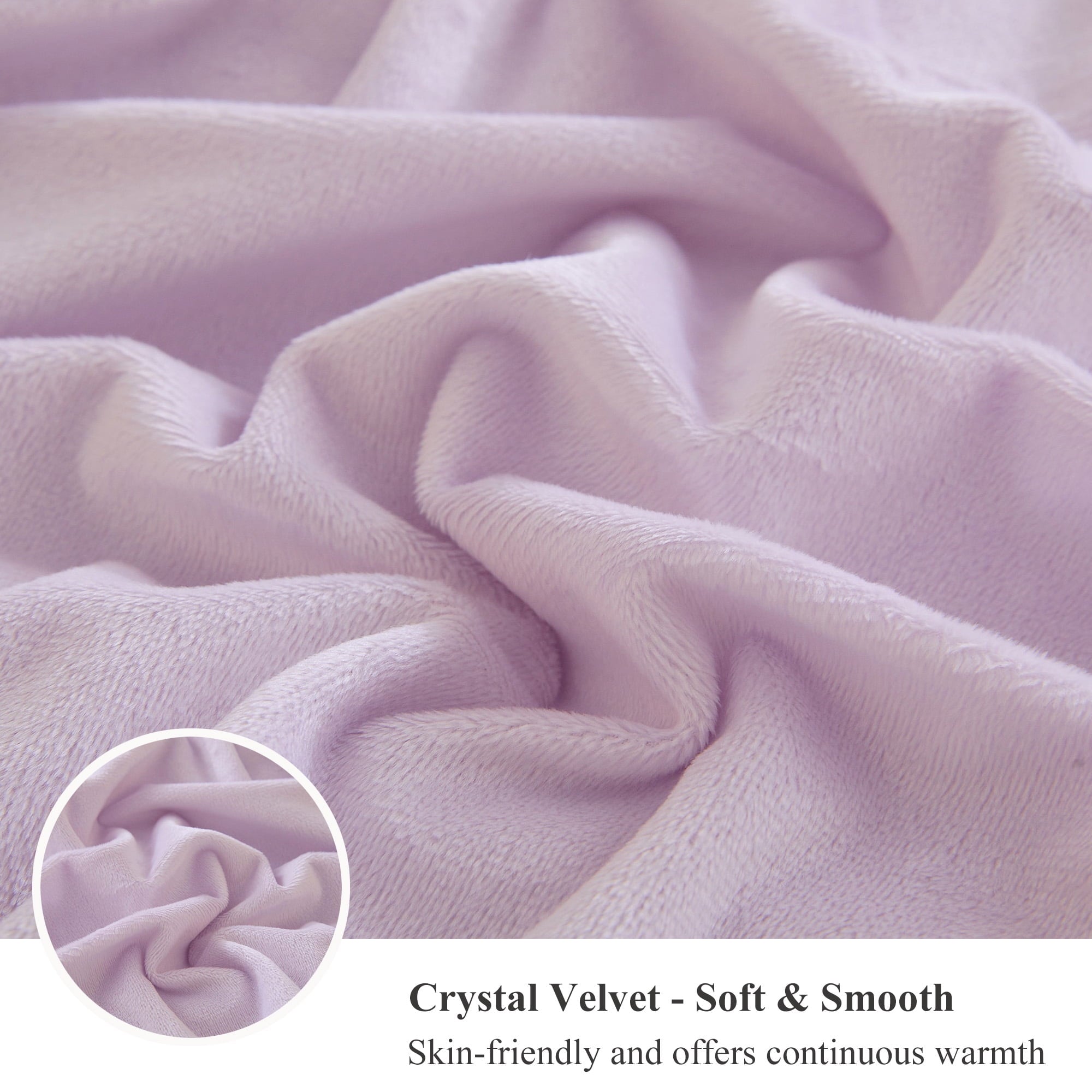 Cozy Fleece Fluffy Faux Rabbit Fur Throw, Cozy Wide Stripe Plush Fuzzy Blanket for Bed Couch Sofa Chair, Light Purple Shaggy Thro... - Super Soft Reversible Sherpa Flannel Blanket Detail