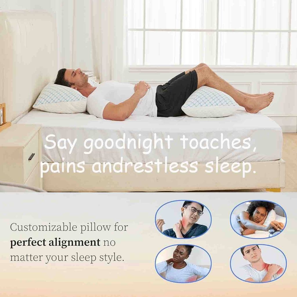 Decorative Plump Pillows for Sleeping (2-Pack), Luxury Hotel Pillows Queen Size Set of 2,Bed Pillows for Side and Back Sleeper (Queen) - Ergonomic Memory Foam Pillow for Neck Pain Support Detail