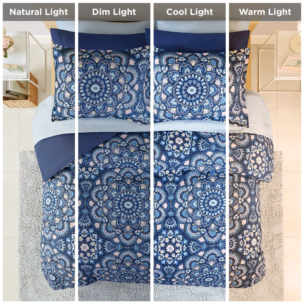 Heavyweight Warmth Queen Size Comforter Set, 9-Piece Bed in a Bag Queen, Navy Blue Bedding Comforter Set with Comforter, Flat Sheets, Fi... - Luxurious Quilted Duvet Cover Set Detail