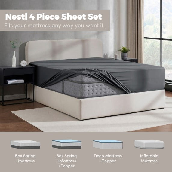 Premium Egyptian Cotton Queen Sheets Set, 1800 Series 4 Piece Sheets , Luxury Soft Microfiber Queen Size Bed Sheets Set, Gray - Cooling Hotel Quality Bedding Sheets and Pillowcases Detail