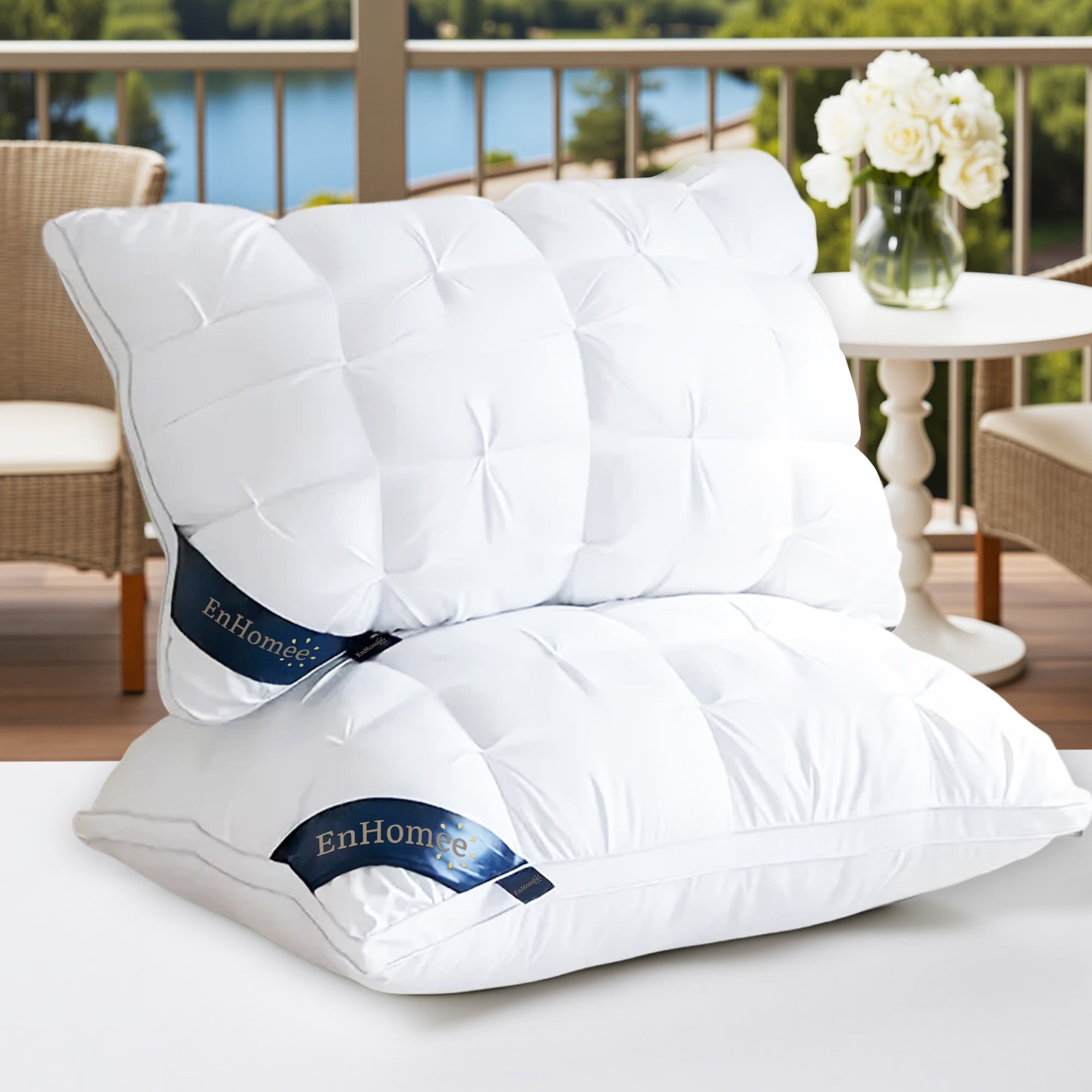 Hotel Collection 2-Pack Luxurious Hotel-Quality ,Resistant to Flattening, All-Season,White - Orthopedic Shredded Foam Bed Pillow Set Detail