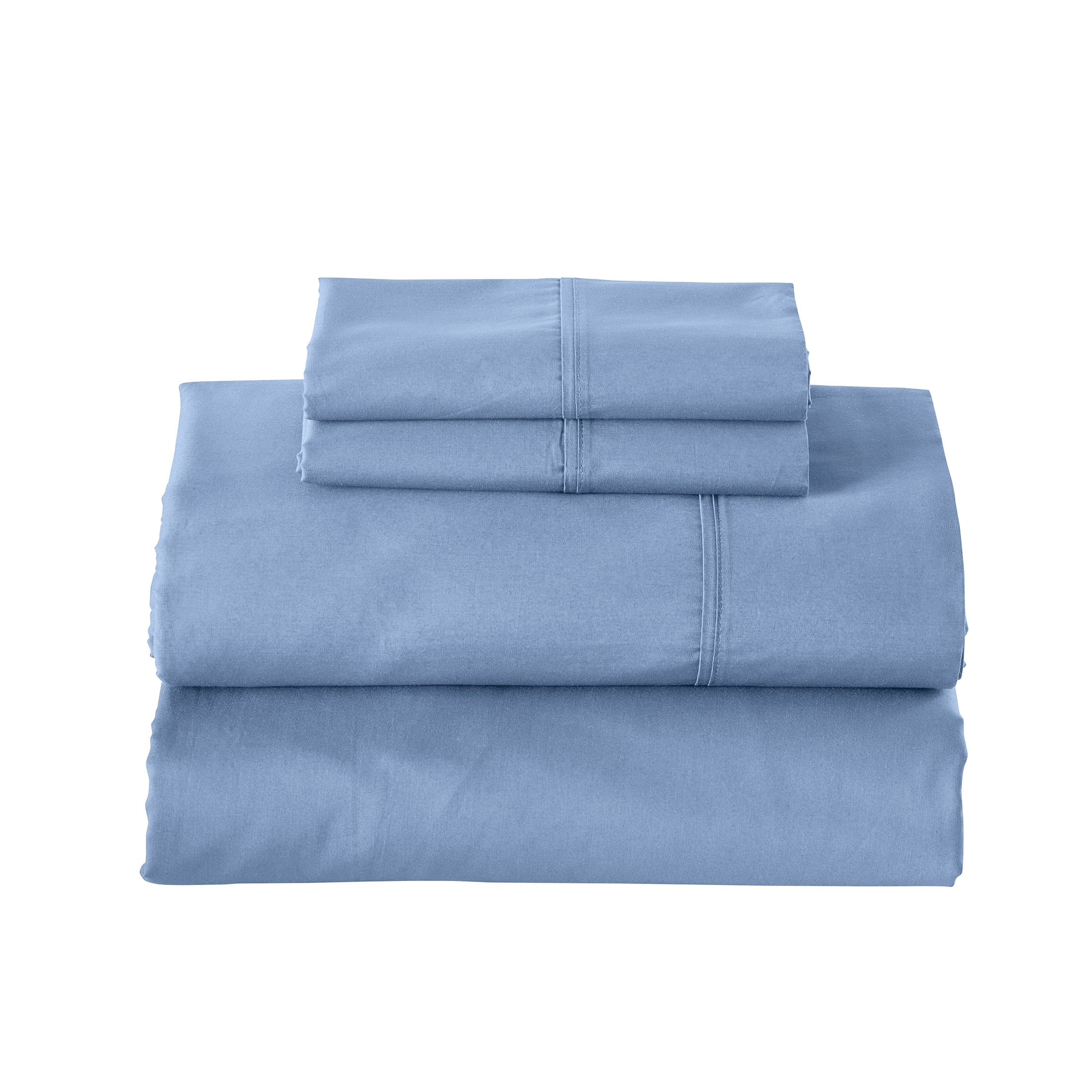 Breathable Luxury Cool & Crisp 3-Piece 300 Thread Count Blue Water Cotton Percale Sheet Set, Twin - Luxury Bed Sheet Set with Deep Pockets Detail