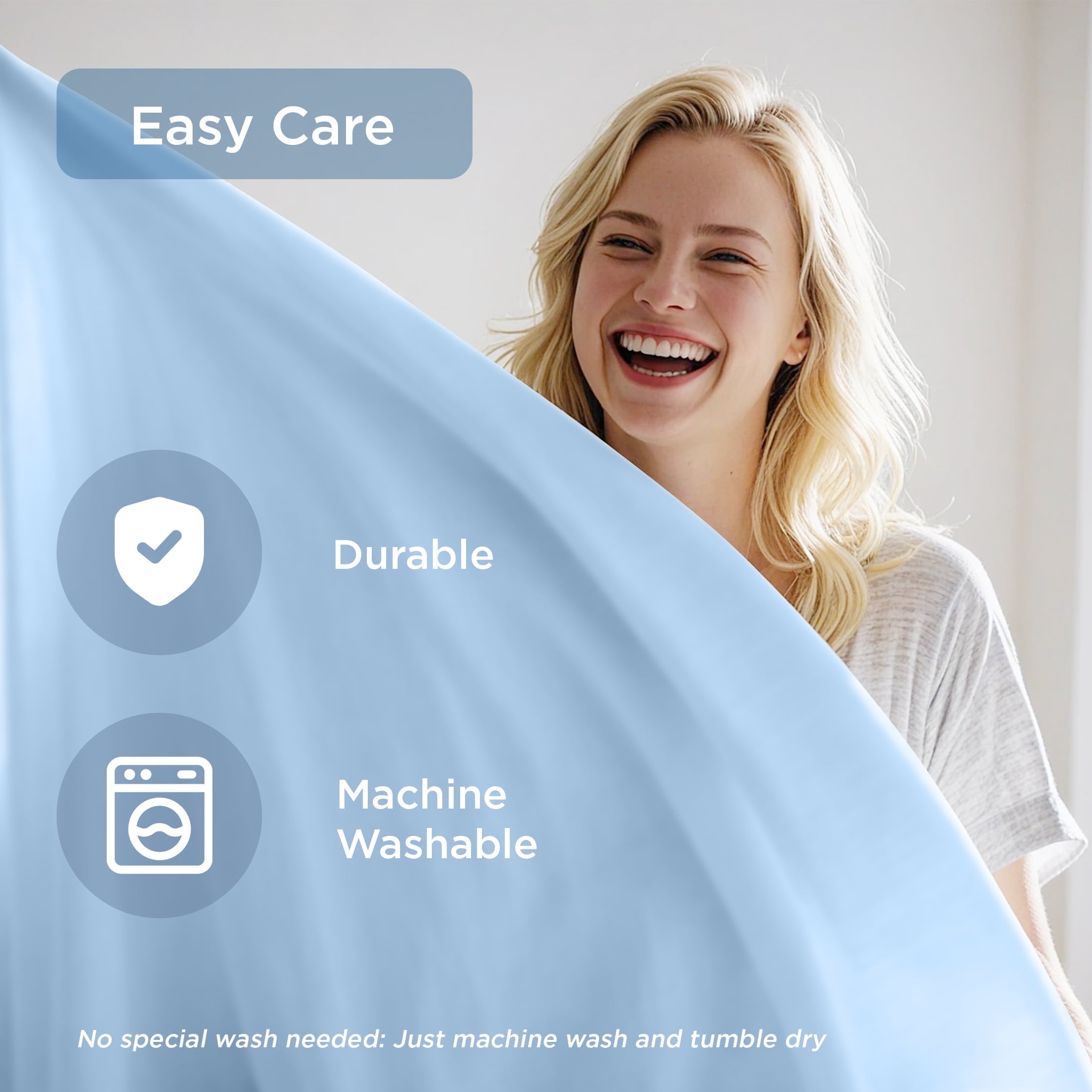 Wrinkle-Resistant Full/QueenSize Sheet Set, 3 Piece Cooling Bed Sheet with Deep Pocket for Hot Sleepers, Ice Blue - Cooling Hotel Quality Bedding Sheets and Pillowcases Detail
