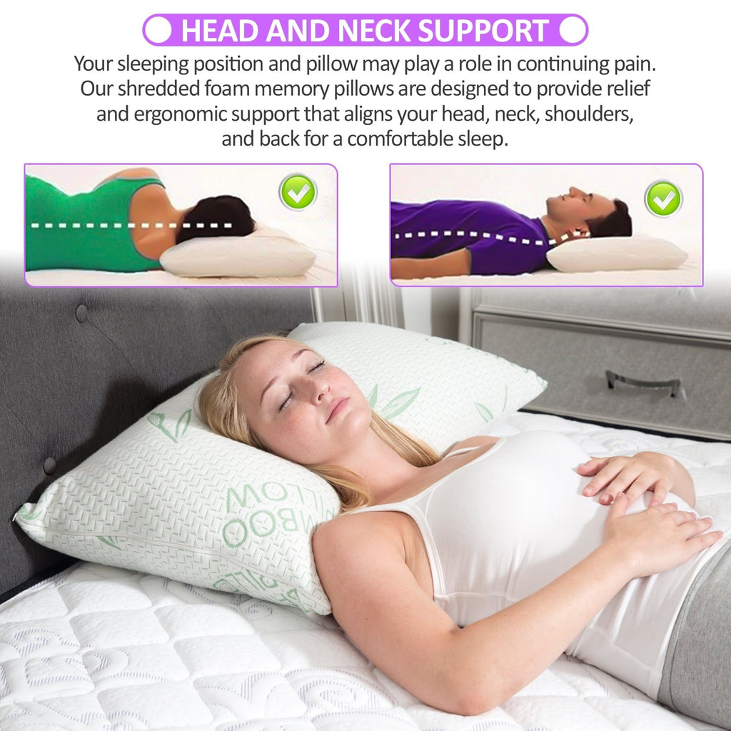 Hotel Collection King Size Pillow, Memory Foam Bed Pillows with Washable Pillowcases, King - Hotel Quality Plush Sleeping Pillows Detail