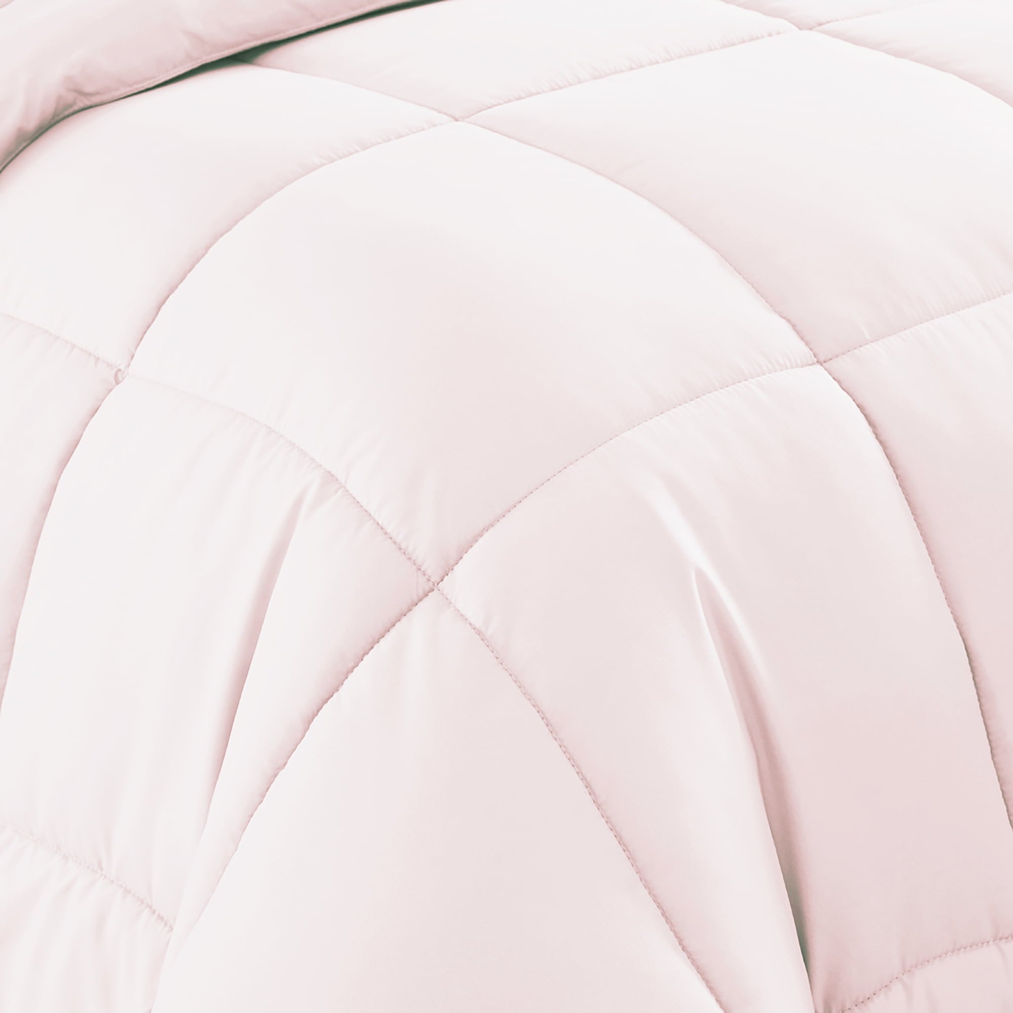 Luxurious Quilted Supreme 7 Piece Bed-In-A-Bag All Season Solid Comforter & Sheet Set, Full, Pale Pink - Luxurious Quilted Duvet Cover Set Detail