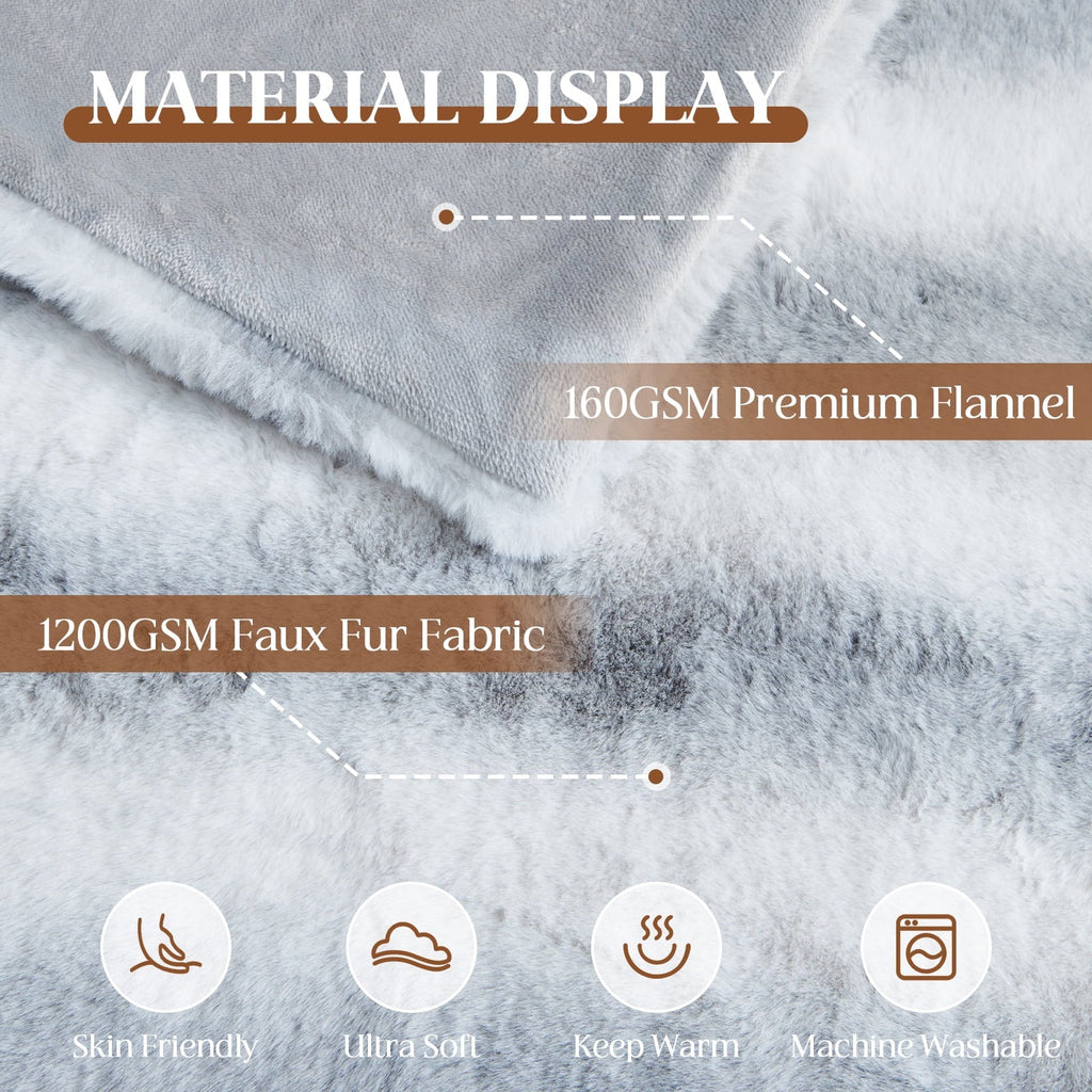 Super Soft Flannel Luxury Faux Fur Throw Blanket for Bed Super Thick Warm Fuzzy Blankets for Bedroom Living Room, 60" x 80", White - Cozy Fleece Throw Blanket for Couch & Bed Detail