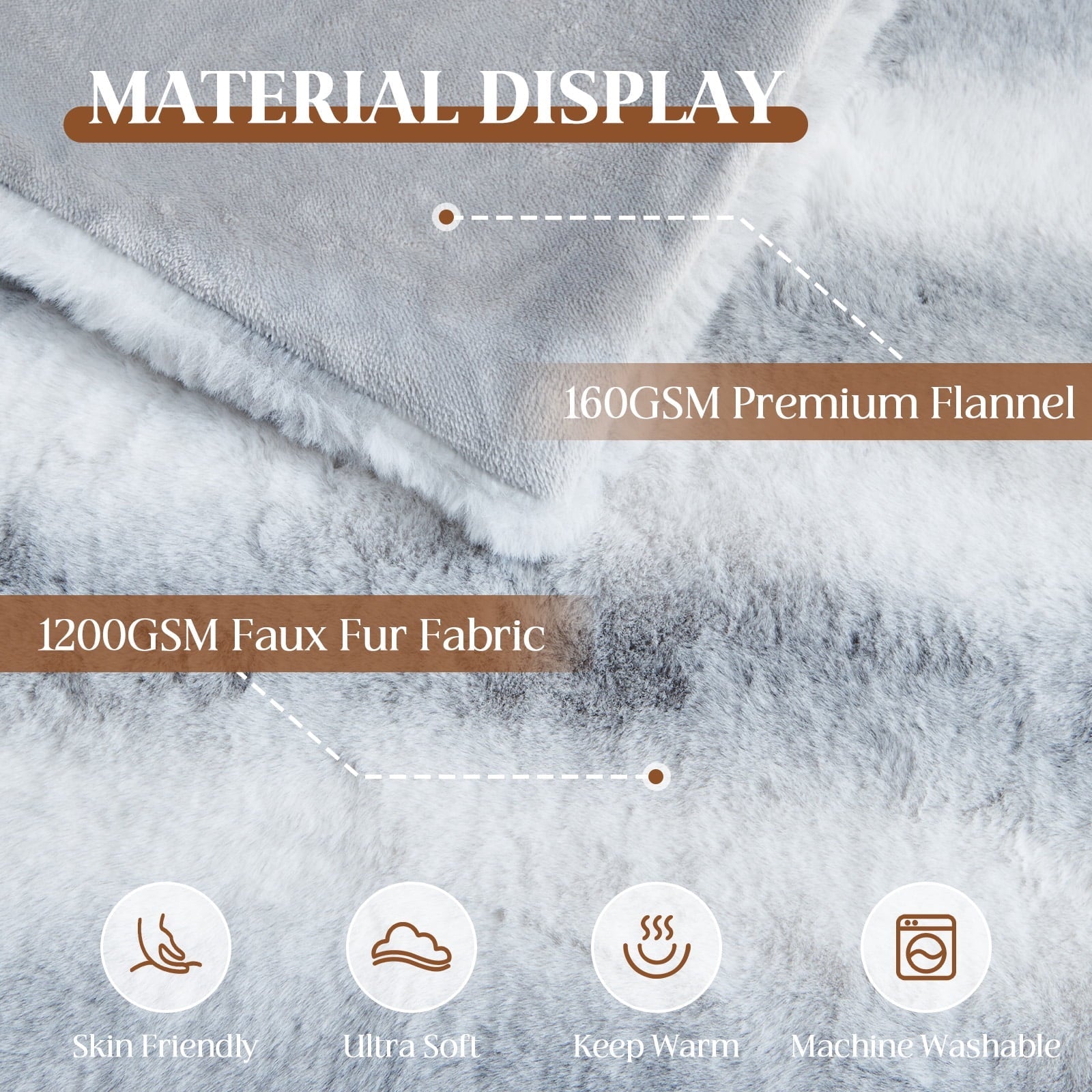 Super Soft Flannel Luxury Faux Fur Throw Blanket for Bed Super Thick Warm Fuzzy Blankets for Bedroom Living Room, 60" x 80", White - Cozy Fleece Throw Blanket for Couch & Bed Detail